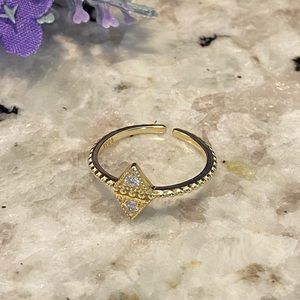 NEW Sterling Silver 18kt Gold Diamond Shaped Ring
